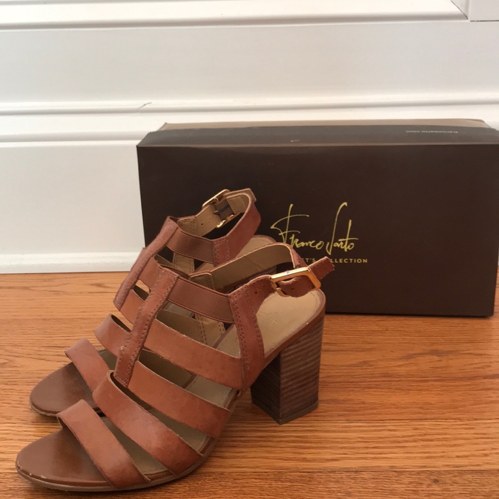 Franco Sarto Brown Leather Sandal Heels